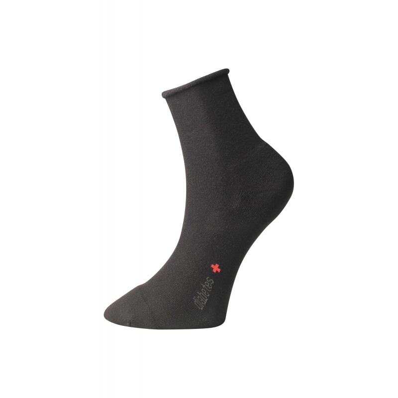 Ponožky s jemným zovretím lemu Roll-top - s mikroplyšom - čierne - Ovecha Veľkosť: 23-24