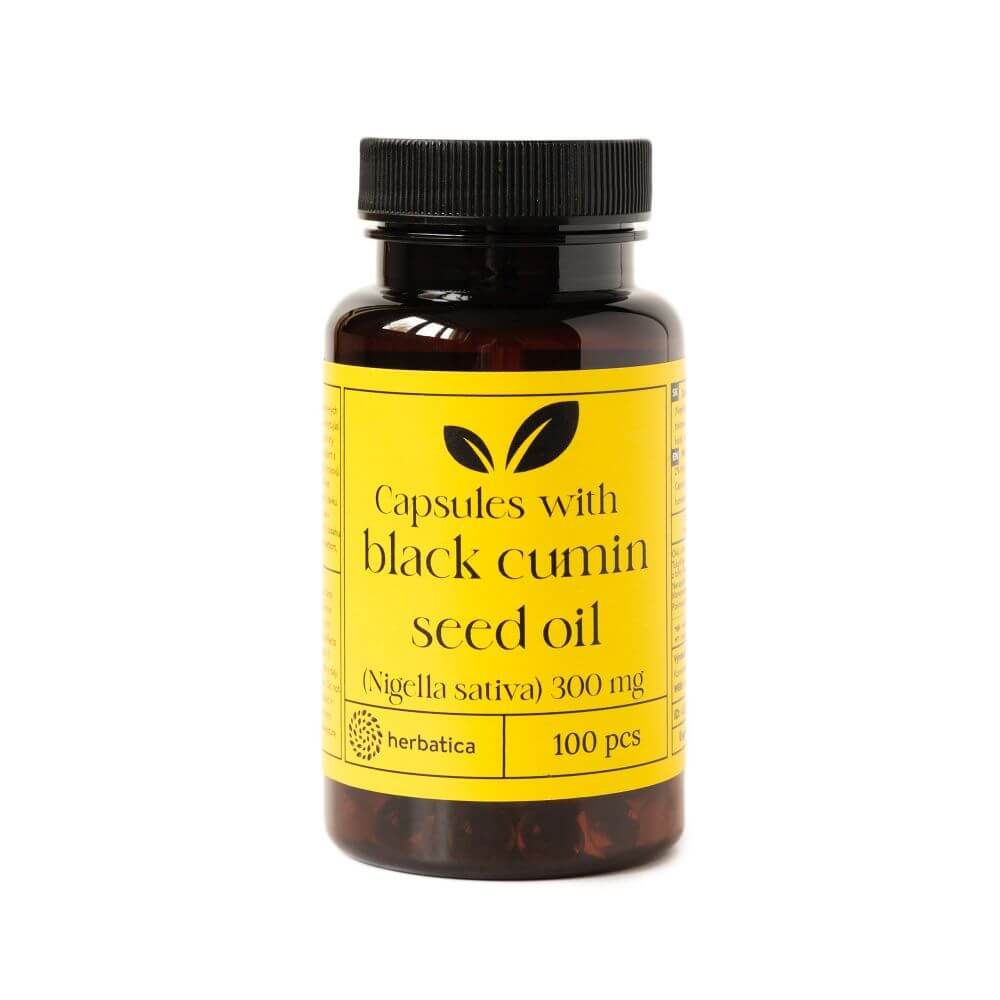 Olej zo semien čiernej rasce (Nigella sativa) v kapsulách 300 mg - 100 kapsúl - Herbatica